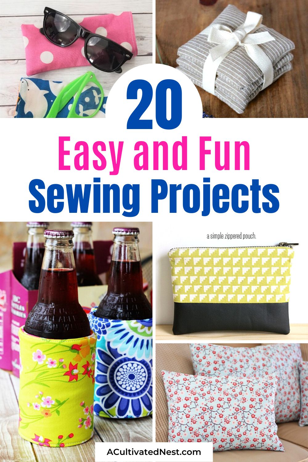 20 More Easy Sewing Projects for Beginners- Sewing isn't so scary if you have the right tutorials! If you've ever wanted to sew your own clothes, décor, or gifts but not known how to start, then you'll love these easy sewing projects for beginners! | #sewingProjects #sewing #beginnerSewing #DIY #AcultivatedNest