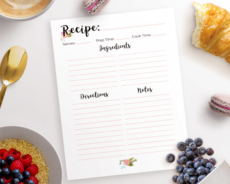 Floral Printable Recipe Binder- Kitchen Binder- A Cultivated Nest