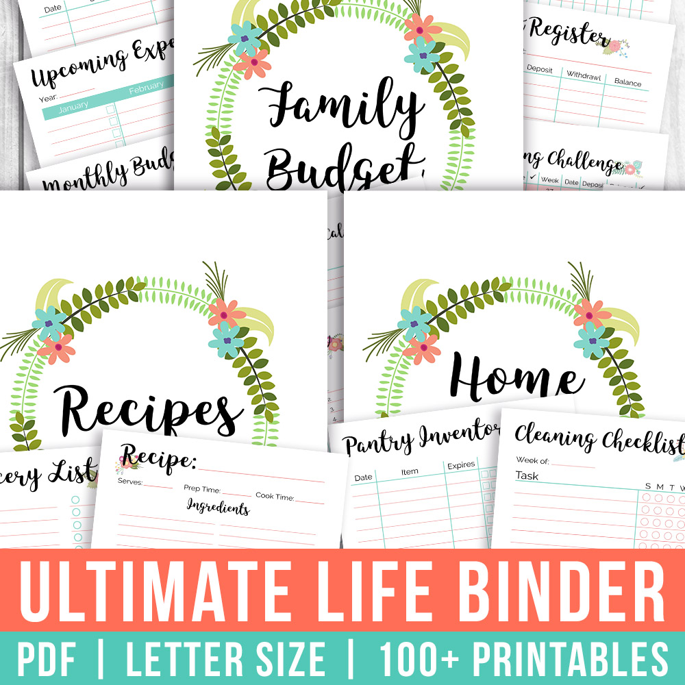 Printable Ultimate Life Binder Home Budget   Recipe Binder