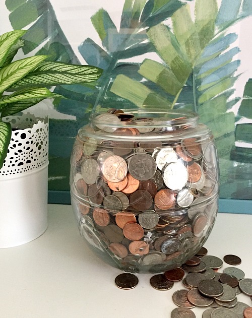 Saving Pennies Adds Up- If you want to save money the easy way, then you need to use a coin jar! The money you save can be considered "egg money" AKA fun money! | modern day piggy bank, #moneySavingTips #saveMoney #frugalLiving #frugal #coinJar #piggyBank #ACultivatedNest