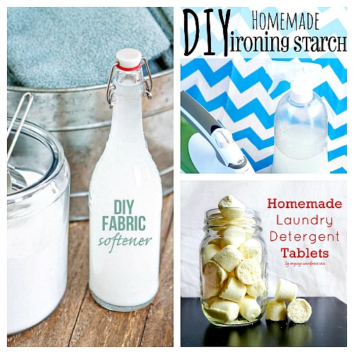 10 Frugal DIY Laundry Products- You can save a lot of money and avoid dangerous chemicals at the same time by making your own DIY laundry products. These 10 laundry products are so easy to make! | #diy #homemade #laundry #saveMoney #laundryDetergent #sprayStarch #ironing #fabricSoftener #dryerSheets #woolDryerBalls