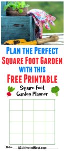 printable square foot gardening planner