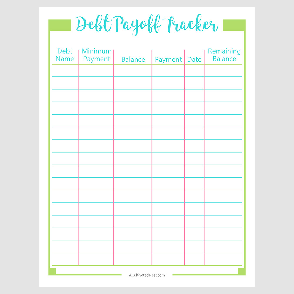 Printable Debt Payoff Tracker- Budget Binder Page- A ...