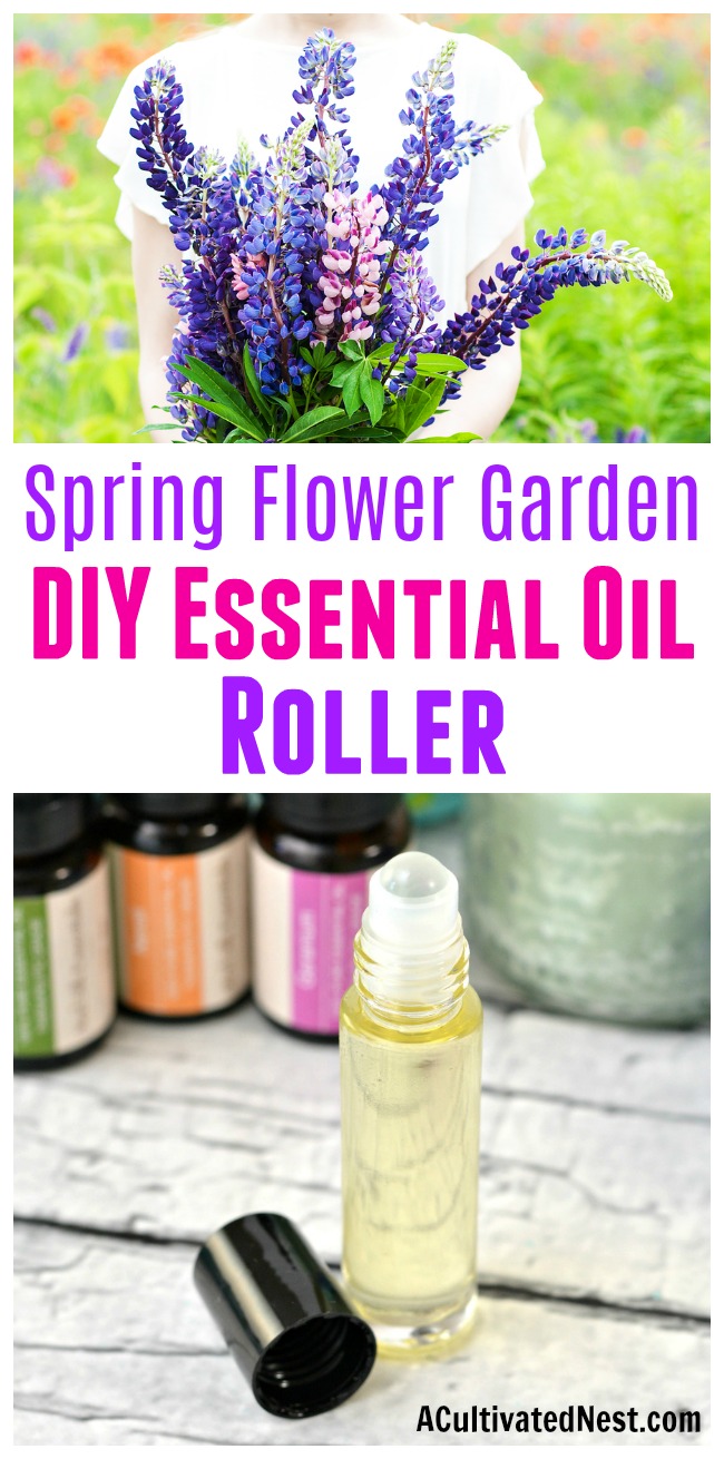 Spring Flower Garden DIY Essential Oil Roller- It's easy to make your own all-natural perfume at home! Here's how to combine a couple of ingredients and create a wonderful smelling spring flower garden DIY essential oil roller! | perfume rollerball, floral perfume, DIY gift ideas, #diy #homemade #perfume #essentialOils