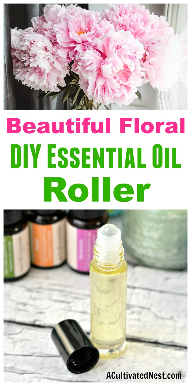 Floral DIY Essential Oil Roller- This DIY rollerball perfume is so easy to make, and smells wonderfully floral! Check out this tutorial to find out how to make your own roll on perfume! | perfume rollerball, floral perfume, DIY gift ideas, #perfume #diy #homemade #essentialOils