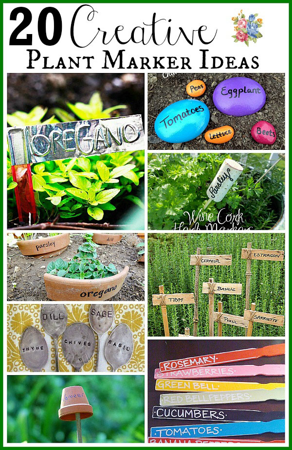 20 Creative Plant Marker Ideas- You can organize and decorate your garden at the same time, if you have pretty plant markers! Check out these DIY plant markers for some great inspiration! | how to label plants in your garden, ideas for making plant markers, label your herbs, garden markers, #gardening #DIY #garden #craft #ACultivatedNest