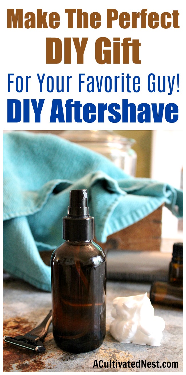 DIY Aftershave with Essential Oils- Trying to find the best gift to give a guy? Save money and give the perfect gift by making this DIY aftershave! It's the perfect DIY Father's Day gift or DIY birthday gift for your favorite guy! | DIY gift for dad, DIY gift for him, DIY gift for husband, homemade gift for a man, #DIY #homemade #FathersDay #diyGift