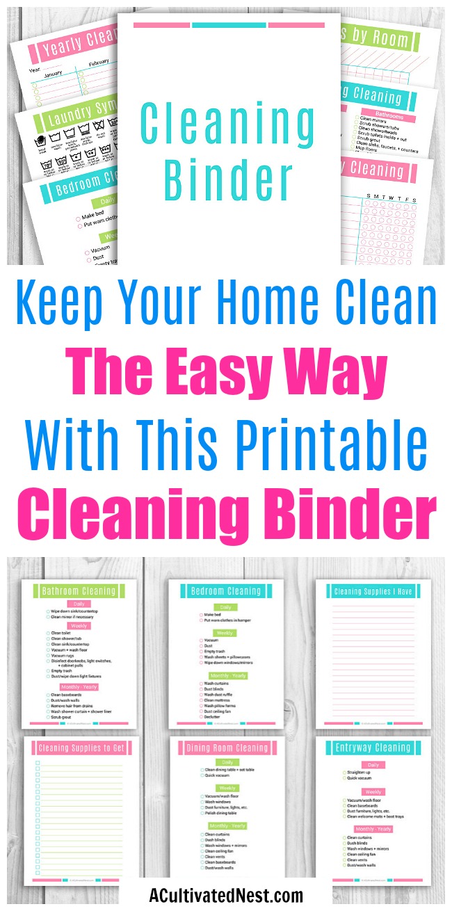 Printable Home Cleaning Binder- Keeping a home clean without some sort of schedule is kind of impossible. Ensure your home stays spotless with the help of the many handy printables and cleaning schedules in this home cleaning binder! | #printables #cleaning #cleaningTips #houseCleaning #clean #homeCleaning #homemaking #printable