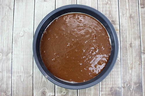 S'mores Brownie Bake- Brownie batter in pan. | #brownies #recipe #dessert #baking #chocolate #smores #camping #food #homemade #semiHomemade