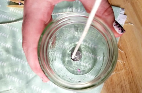 DIY Mason Jar Citronella Lavender Candle- Weighted wick. | homemade citronella candles, #DIY #candle #citronella #MasonJar #craft #allNatural #bugRepellent #mosquitoes #essentialOils