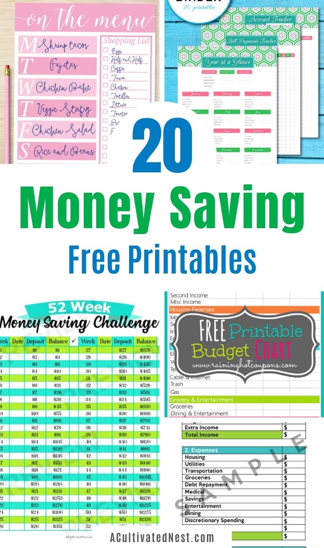 20 Free Printables to Save You Money