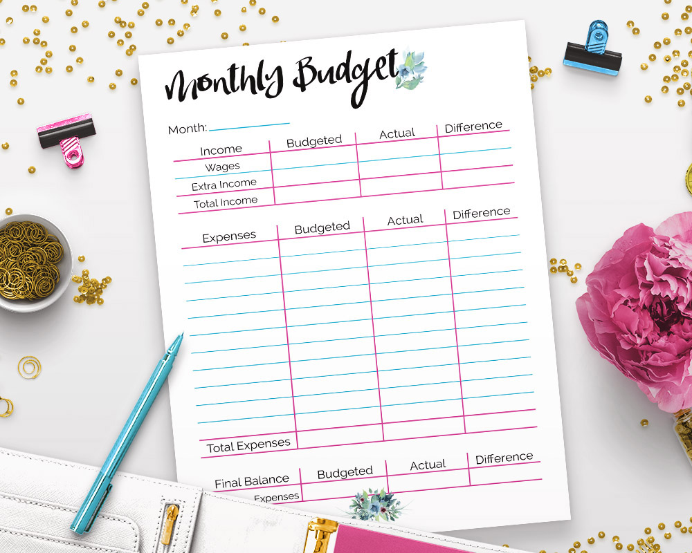 Monthly Budget Printable- Having a well planned budget for the year will help you achieve your financial goals. Here is how to make a great budget for the new year! | update your budget for the new year, how to make a budget, budgeting tips, personal finance, #budgeting #frugalLiving #ACultivatedNest