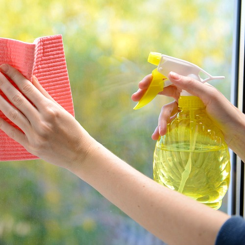 All-Natural Streak-Free DIY Window Cleaner- It's easy to make your own homemade window cleaner! This streak-free DIY window cleaner only uses a few all-natural ingredients!