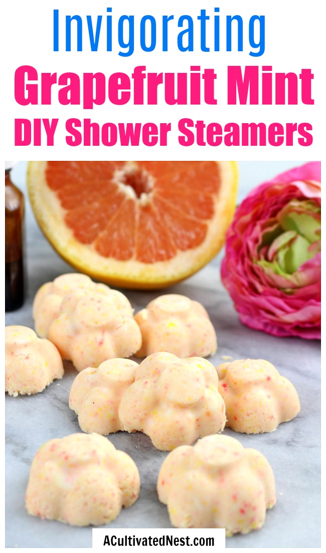Grapefruit Mint DIY Shower Steamers- If you struggle to really wake up in the morning, then you need these grapefruit mint DIY shower steamers in your shower or bath! They're so invigorating, and such a great way to wake up! | how to wake up easier in the morning, wake up happy, #diy #craft #showerSteamers #essentialOils #diyGift #homemade