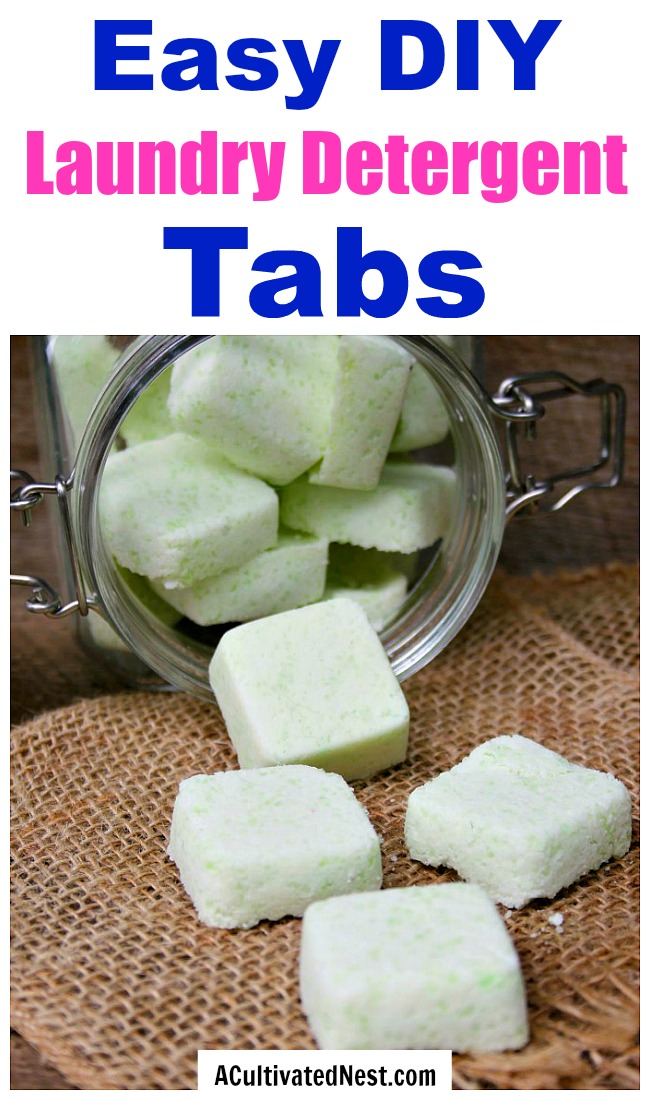Homemade Laundry Detergent Tabs- These DIY laundry detergent tabs are quick to put together, and so easy to use. Check out my simple tutorial on how to make your own homemade laundry tabs! | #DIY #laundry #homemade #detergent #frugal #saveMoney #frugalLiving #laundryTabs