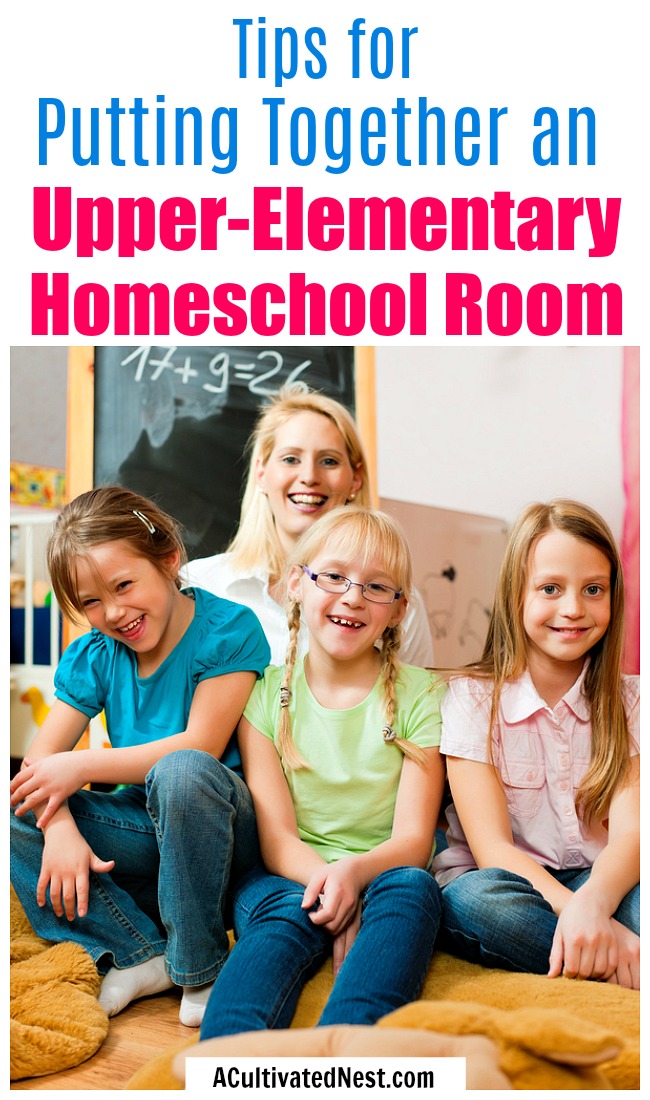 Tips for Putting Together an Upper-Elementary Homeschool Room- It's not hard to put together a homeschool room for teaching older kids, if you know the right tips! Check out these helpful tips on putting together an upper-elementary homeschool room! | #homeschool #homeschooling #elementarySchool #howToHomeschool