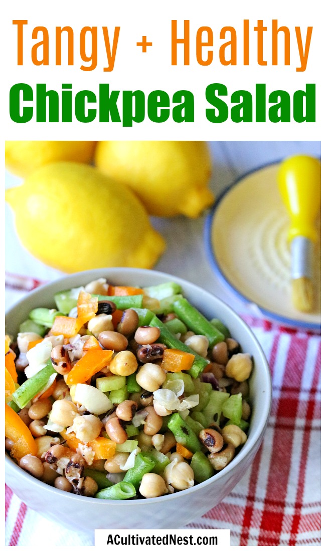 Tangy Chickpea Salad- If you're looking for the perfect side dish to complement your grilling, you have to try this easy and delicious tangy chickpea salad!