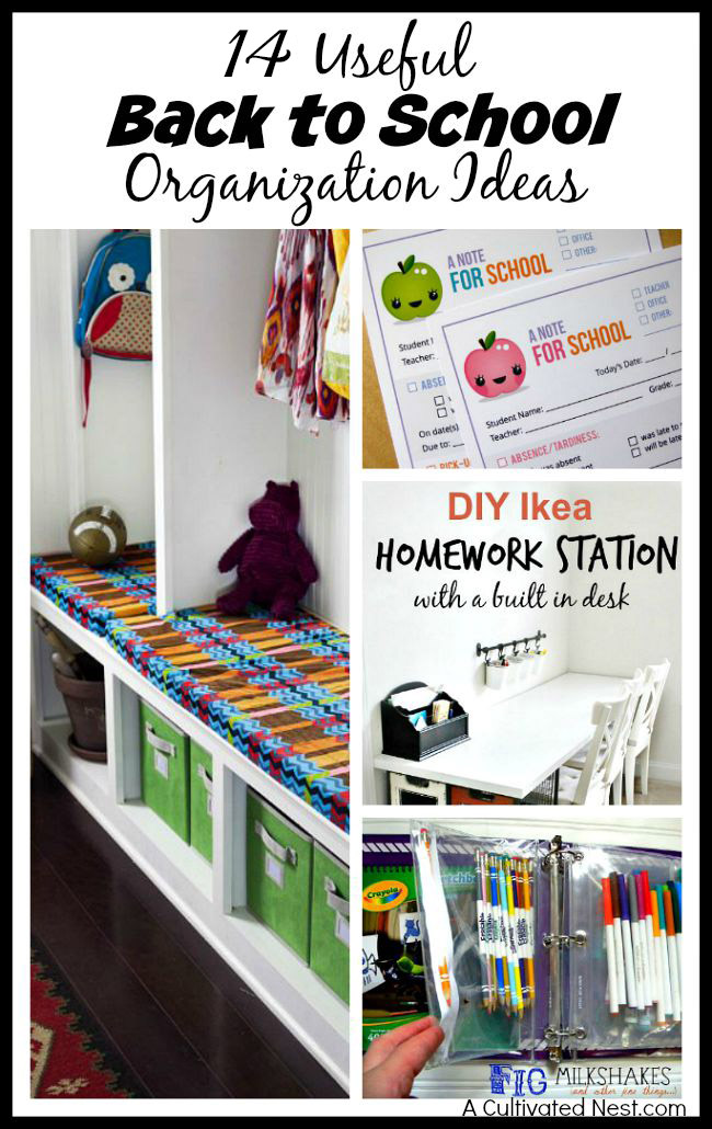 14 Useful Back to School Organization Ideas- Start the school year off neat and tidy with these 14 useful back to school organization ideas! They'll help your kids and you keep everything in order during the school year! | get organized for back-to-school, homeschool room organization, homeschooling, #backToSchool #organize #organizing #homeschooling #ACultivatedNest