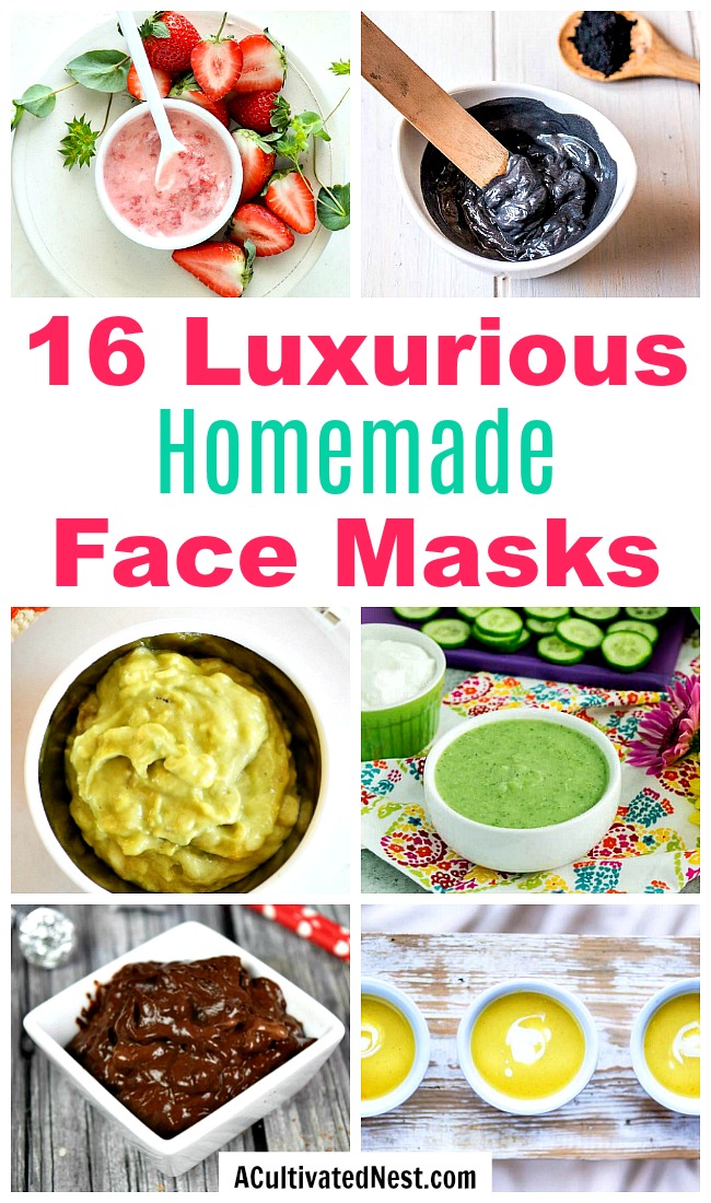 16 Luxurious Homemade Face Masks- DIY Face Masks- A Cultivated Nest