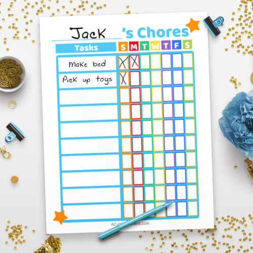 Printable Chore Chart- Blue