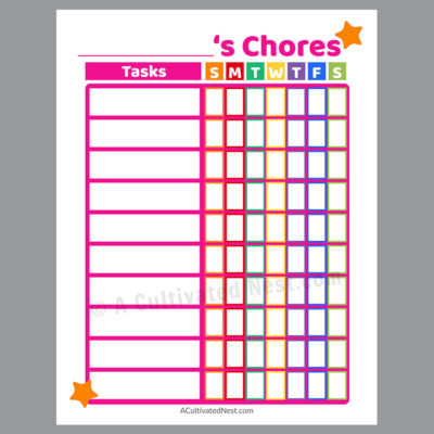 Printable Chore Charts- A Cultivated Nest