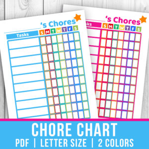 Printable Chore Chart- Blue + Pink