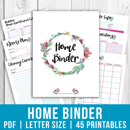Printable Home Management Binder- Watercolor