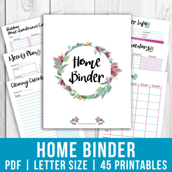 Watercolor Printable Ultimate Life Binder- Home, Budget, + Recipe Binder