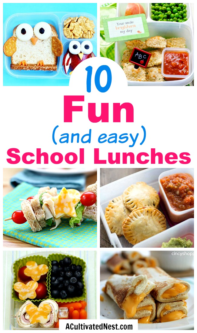 10 Easy Back to School Lunches- Fun School Lunch Recipes- A Cultivated Nest