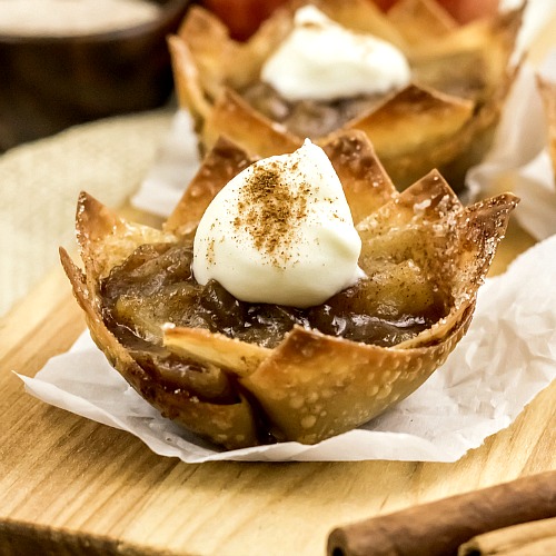 Mini Apple Pie Wonton Cups- Easy Fall Dessert- A Cultivated Nest