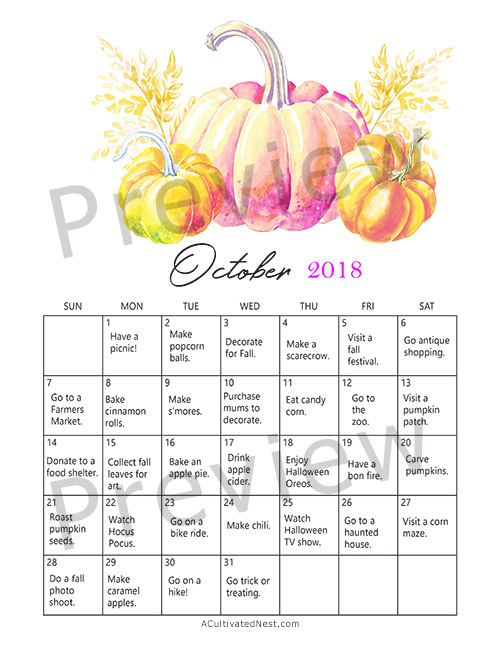 Fall Calendar Ideas