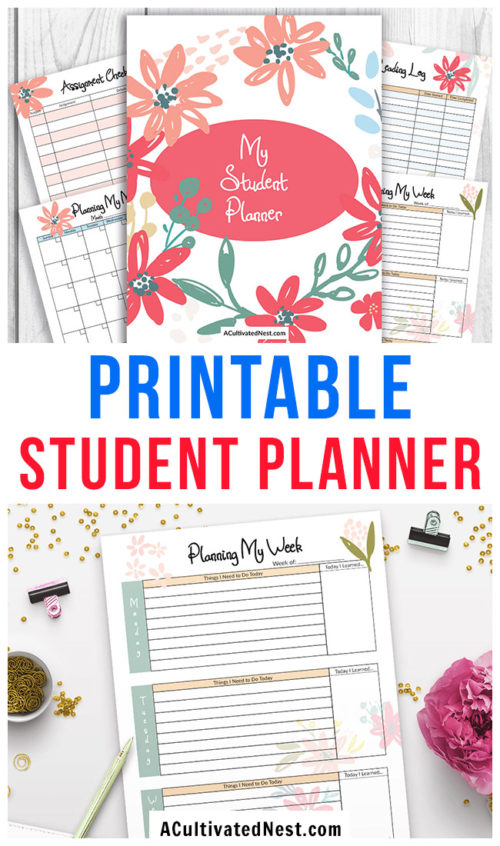 Printable Student Planner- Floral- A Cultivated Nest