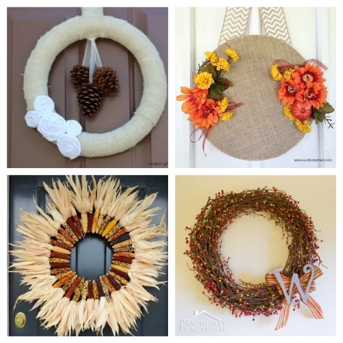 25 Festive Homemade Fall Wreath Projects- A fun way to decor your home for fall on a budget is to make one of these gorgeous DIY fall wreaths! There are so many cute ways you can style your homemade fall wreath! | how to make a wreath, fall-themed wreath, frugal fall wreath, inexpensive fall wreath, DIY fall home decor, #DIY #wreathDIY #fallDecor #diyProject #ACultivatedNest