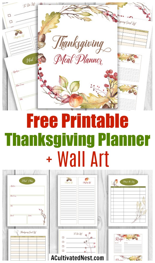 Free Printable Thanksgiving Meal Planner + Wall Art- A Cultivated Nest