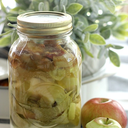 Use Up Excess Apples: Homemade Apple Cider Vinegar- Tired of paying for costly commercial apple cider vinegar? Make your own at home for less! Here is how to make homemade apple cider vinegar! | #appleCiderVinegar #recipe #homemade #healthy #ACV #vinegar #food #drink #frugal #saveMoney #apples #ACultivatedNest