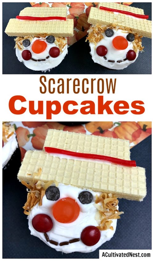 Scarecrow Cupcakes Fall Dessert- A Cultivated Nest