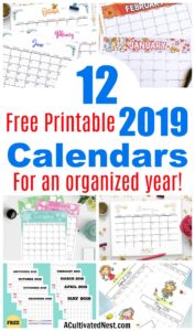 12 Free Printable 2019 Calendars- A Cultivated Nest
