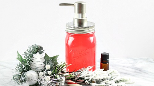 Peppermint DIY Foaming Hand Wash- It's easy to make your own all-natural foaming hand soap! Here is how I made this fun and festive peppermint DIY foaming hand wash! | homemade liquid soap, DIY hand soap, make your won soap, Christmas soap, #DIY #frugalLiving #ACultivatedNest