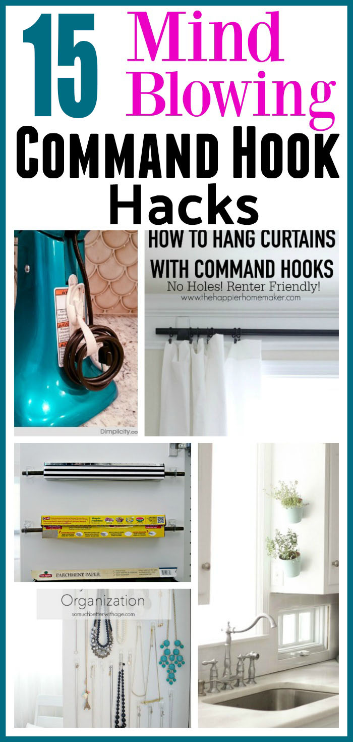 15 Mind Blowing Command Hook Hacks- Did you know that there are tons of ways to use Command Hooks besides the usual? Check out these 10 Command Hook hacks for some great inspiration! | home organizing ideas, storage hacks, things to do with Command Hooks, Organizing with Command Hooks, How to Organize, Organization Hacks, Clutter Free Home, #organizing #organization #homeOrganization #organize #ACultivatedNest