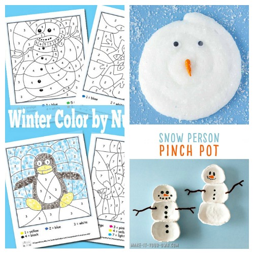 20 Frugal Winter Activities for Kids- These winter kids crafts, free printables, and activities are easy (and inexpensive) ways to keep the kids busy during the winter! A lot of fun learning activities are also included! | kids crafts, kids activities, winter themed kids crafts, snowman kids activities, color by number, snowman slime, homeschooling printables, winter learning activities for kids #freePrintables #kidsActivities #kidsCrafts #winterCrafts #ACultivatedNest