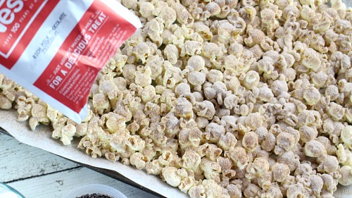 Hot Cocoa Popcorn Recipe- This hot chocolate popcorn snack is perfect for winter! It's so delicious, and a very easy dessert popcorn to make for every day, or for family movie night! | easy chocolate snack recipe idea, #chocolate #popcorn #ACultivatedNest