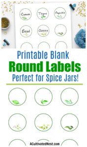 Printable Round Labels- Blank: Greenery- A Cultivated Nest