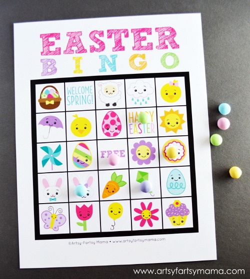 Printable Easter Bingo- Keep your kids entertained this Easter with these 17 fun and frugal Easter kids activities! They're so fun, and very inexpensive! | spring kids crafts, paper plate crafts, bunny kids crafts, DIY easter eggs, #Easter #kidsActivities #ACultivatedNest