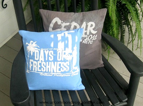 Throw Pillows from Old Shirts- Just because a t-shirt's old doesn't mean it's trash! Instead, try one of these awesome ways to upcycle t-shirts! There are a lot of great t-shirt DIYs to try! | repurpose t-shirt, t-shirt restyle, recycle t-shirt, ways to use favorite old shirts, #upcycle #diy #ACultivatedNest