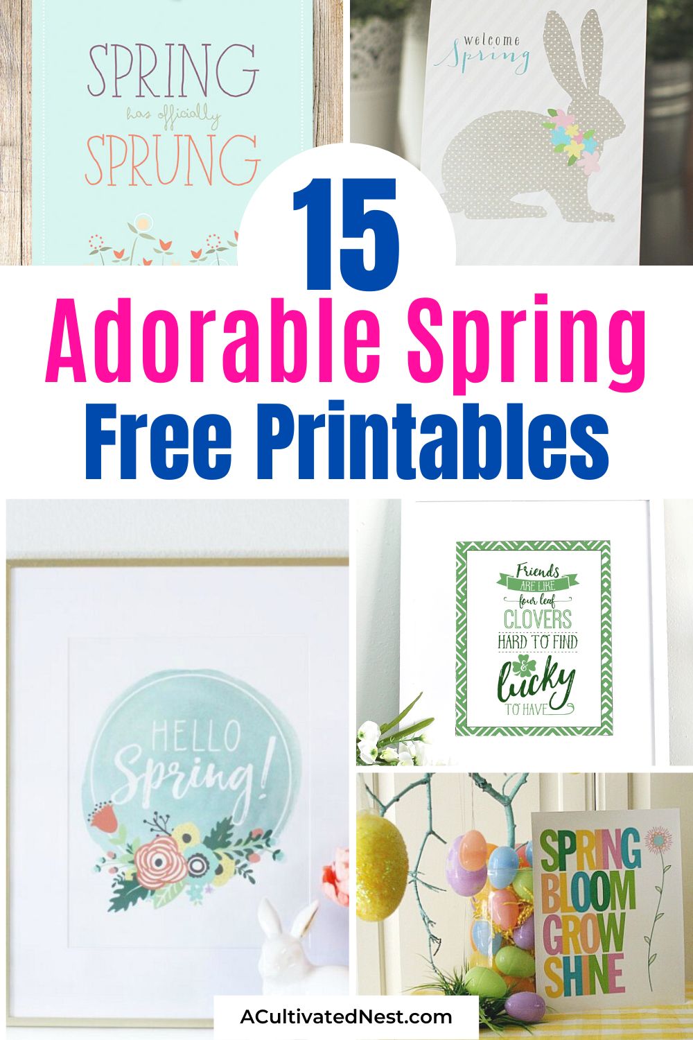 15 Cute Free Spring Printables- Get your home ready for spring on a budget with these beautiful free spring wall art printables! There are so many pretty designs to choose from! | spring wall art decor, Easter wall art, St. Patrick's Day wall art, Saint Patrick's Day decor, #freePrintable #spring #wallArt #decor #ACultivatedNest