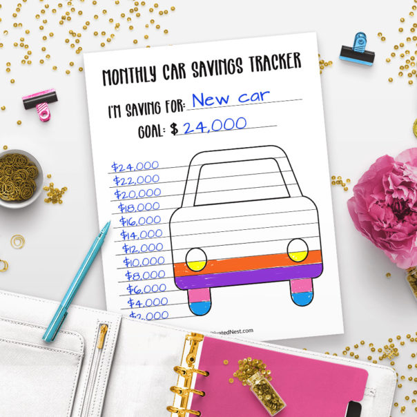 Printable Car Savings Tracker- Sinking Fund Tracker- A Cultivated Nest