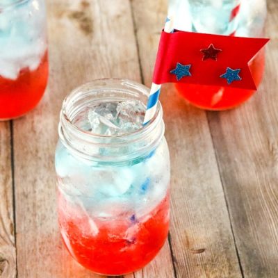 Red, White, and Blue Layered Drink + Straw Flags Craft