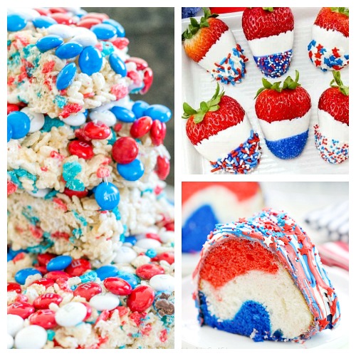 24 Delicious Patriotic Dessert Recipes- Have the best Memorial Day or Fourth of July party ever with these delicious patriotic dessert recipes! There are so many tasty red, white, & blue treats! | patriotic party treats, 4th of July desserts, Memorial Day desserts, cake, #dessert #FourthOfJuly #MemorialDay #ACultivatedNest