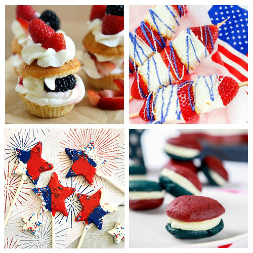 24 Desserts for Patriotic Parties- Have the best Memorial Day or Fourth of July party ever with these delicious patriotic dessert recipes! There are so many tasty red, white, & blue treats! | patriotic party treats, 4th of July desserts, Memorial Day desserts, cake, #dessert #FourthOfJuly #MemorialDay #ACultivatedNest