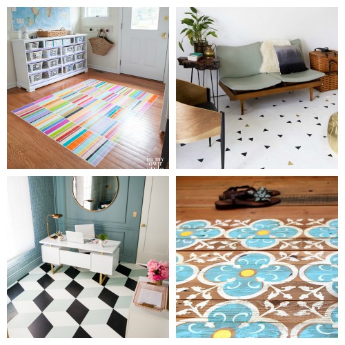 How to Paint Your Floors- An inexpensive way to update your home's flooring on a budget is to paint it! For some great inspiration, check out these 20 gorgeous DIY painted floor ideas! | update your floors on a budget, how to paint linoleum floors, paint tile floors, paint concrete floors, paint hardwood floors, paint wood floors, paint vinyl floors #DIY #homeRenovation #paintedFloors #ACultivatedNest